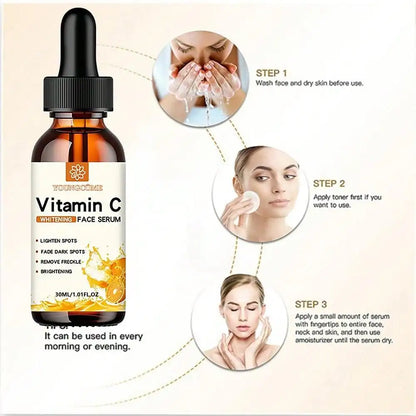 Vitamin C Whitening Facial Serum with Hyaluronic Acid - Dark Spot Remover, Anti-Aging Serum